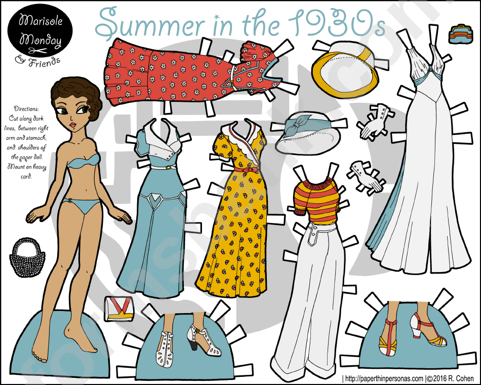 1930s Summer Paper Doll Template