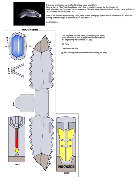 U.s.s. Defiant Nx-74205 Paper Model Printable pdf