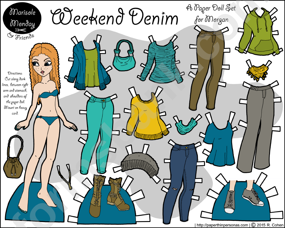 Weekend Denim: A Set Of Paper Doll Print Outs