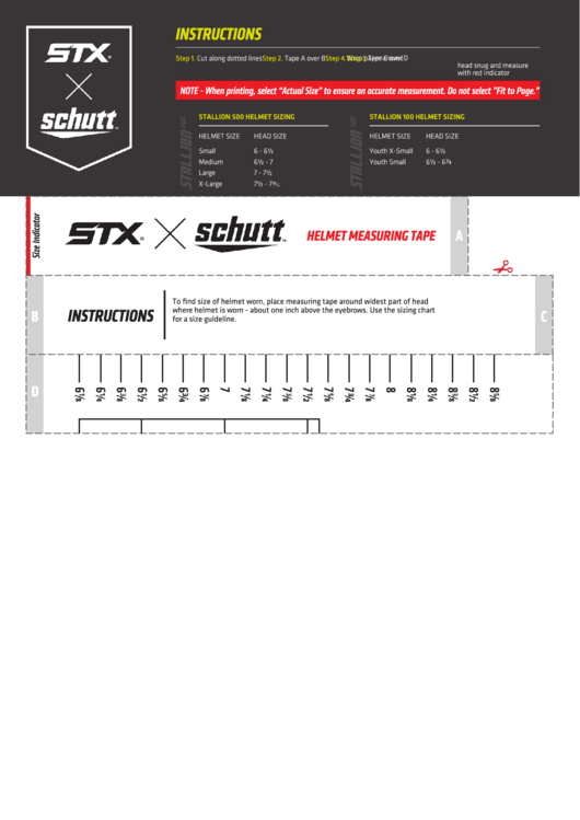 Stx X Schutt Helmet Measuring Tape Printable pdf