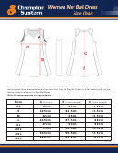 Champion System Women Net Ball Dress Size Chart