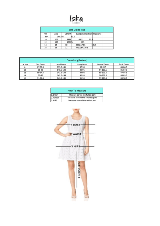 Iska London Dress Size Chart Printable pdf