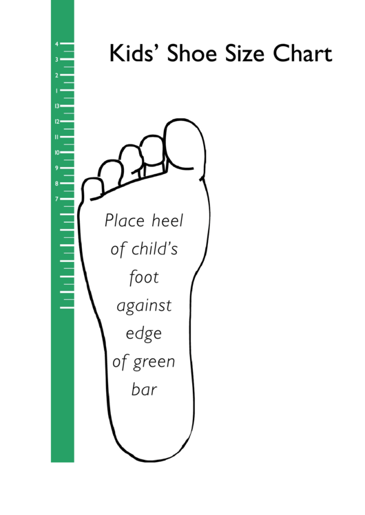Kids' Shoe Size Chart printable pdf download