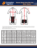 Champion System Woman Donna Forte Skin Suit Size Chart