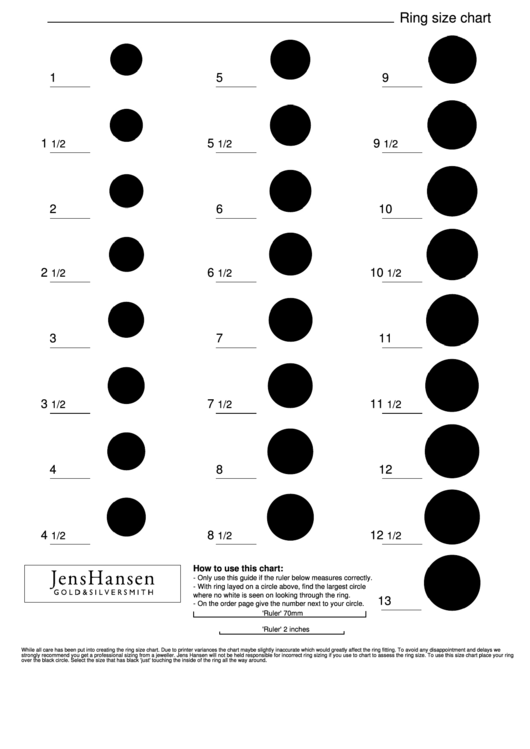 Jens Hansen Ring Size Chart Printable pdf