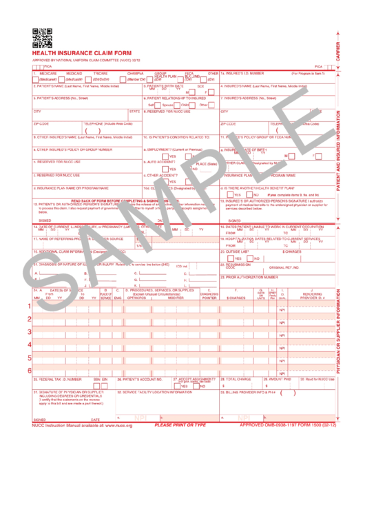 Health Insurance Claim Form Printable pdf