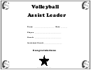 Volleyball Assist Leader Award Certificate