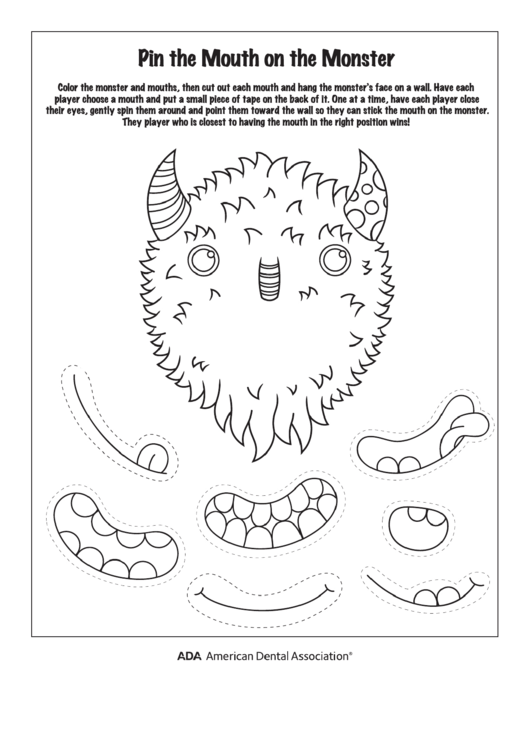 Pin The Mouth On The Monster Printable pdf
