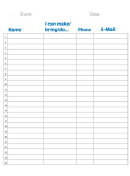 Event Sign Up Sheet With Responsibilities