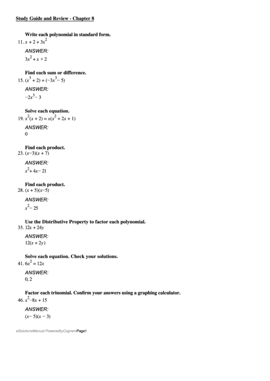 Write Each Polynomial In Standard Form Printable Pdf Download