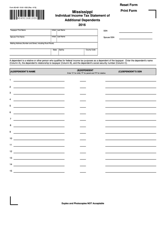 fillable-80-491-form-additional-dependents-mississippi-individual-income-tax-statement-2016