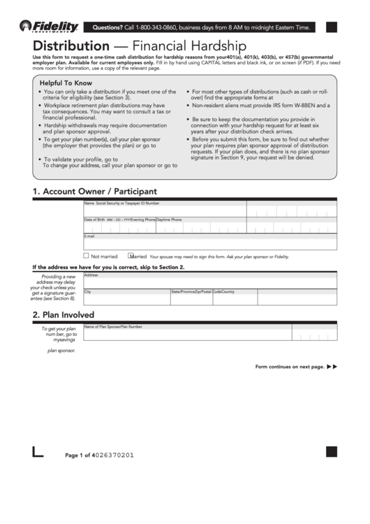 Distribution Financial Hardship Printable pdf