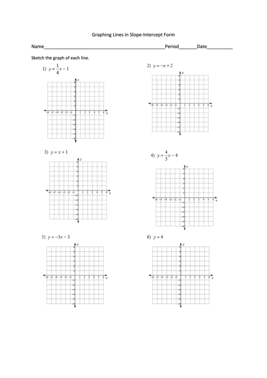 Graphing Lines In Slope Intercept Form Printable pdf