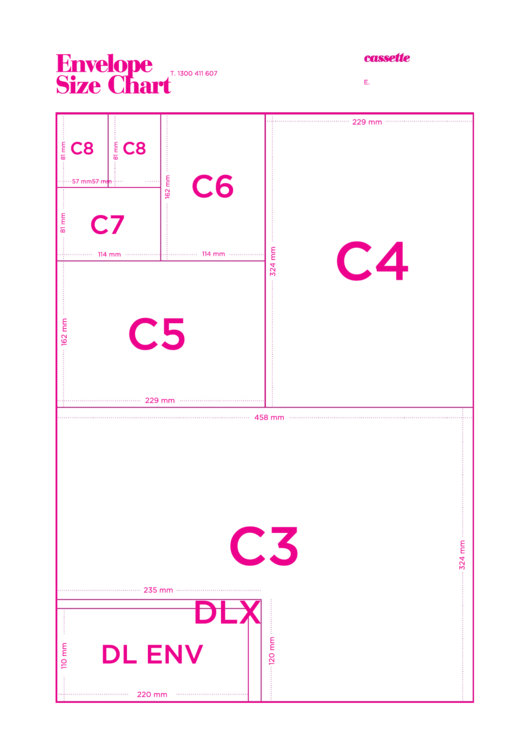 Envelope Size Chart Printable pdf