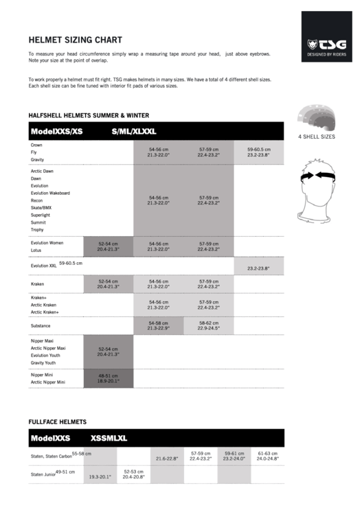 Tsg Helmet Size Chart Printable pdf