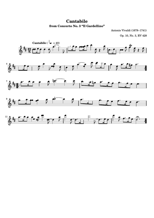Cantabile Antonio Vivaldi Printable pdf