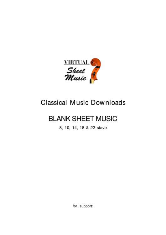 Blank Sheet Music - 8, 10, 14, 18 & 22 Stave Printable pdf
