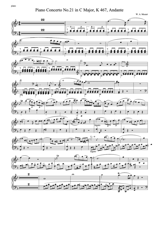 Piano Concerto No 21 In C Major By W A Mozart Printable pdf