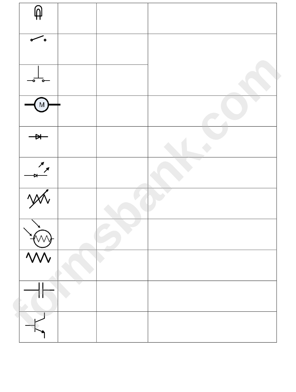 Schematic Symbol Chart
