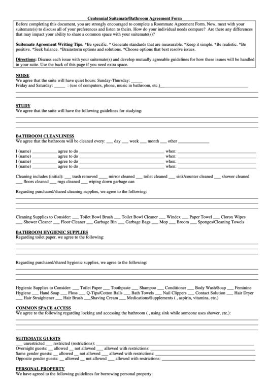 Suitemate Agreement Forms