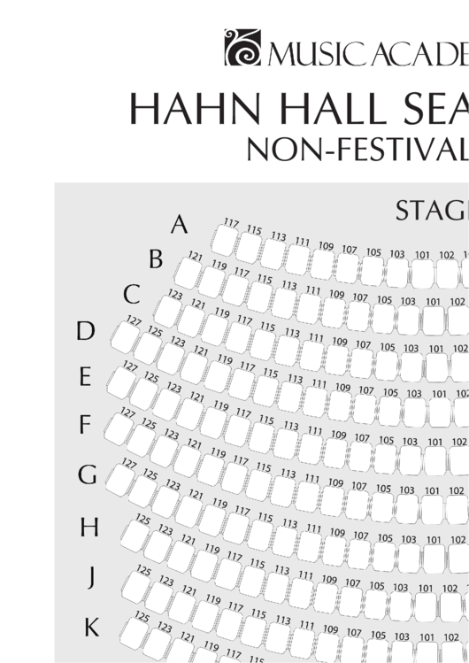 Hahn Hall Seating Chart Non-Festival Months Printable pdf