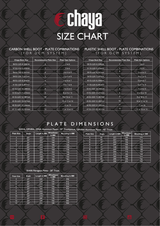 Chaya Boot Size Chart Printable pdf