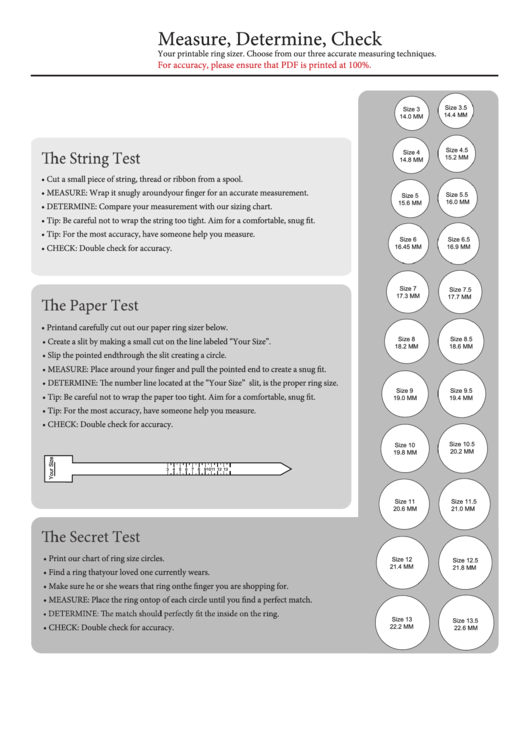 Ring Size Chart Printable pdf