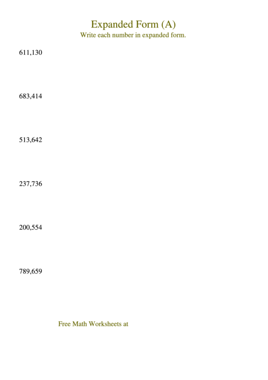 Expanded Form printable pdf download