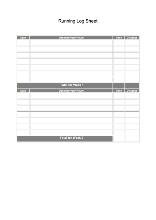 Running Log Sheet Printable pdf