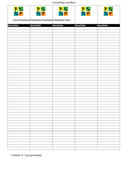 Geocaching Log Sheet Printable pdf