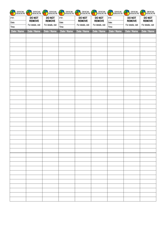 Geocaching Log Sheets printable pdf download