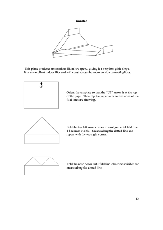 Condor Paper Airplane Instructions Printable pdf