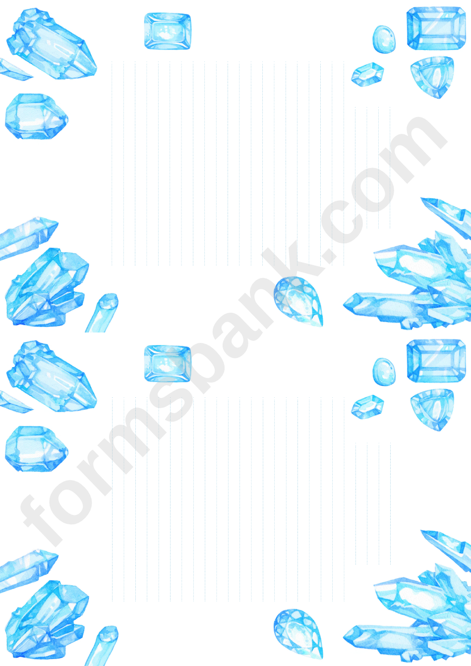 Lined Paper With Blue Crystal Borders