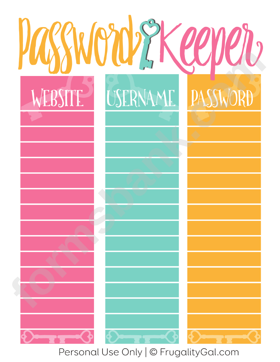 Password Keeper Template Printable Pdf Download