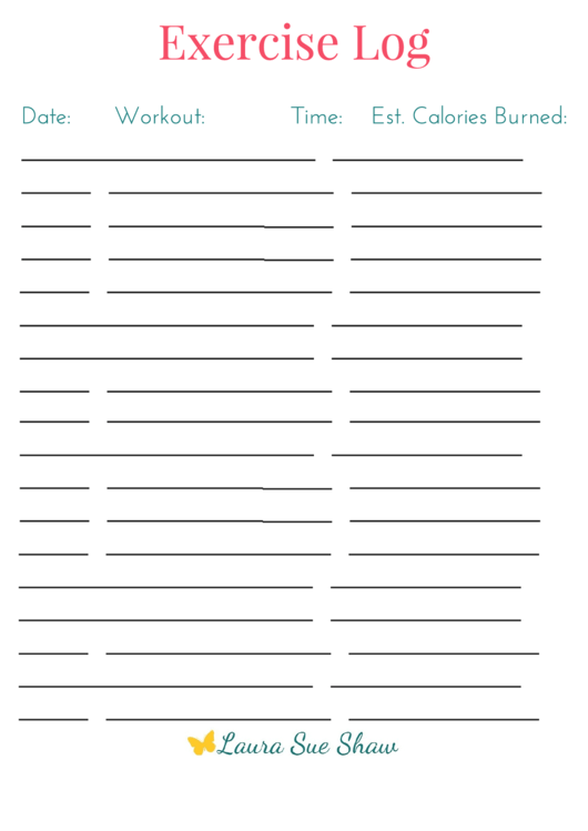 Exercise Log Template Printable pdf