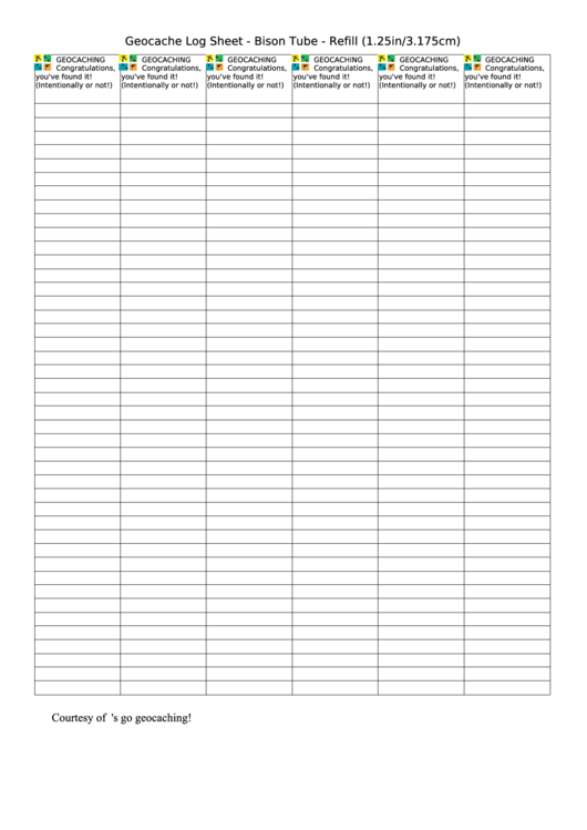 Geocaching Log Sheets printable pdf download