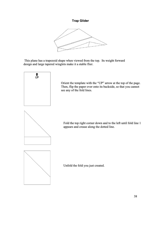 Trap Glider Paper Airplane Instructions Printable pdf