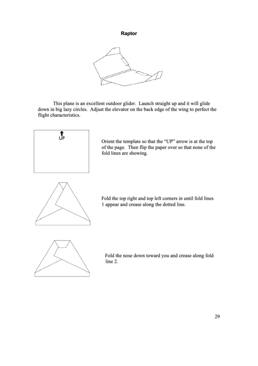 Raptor Paper Airplane Instructions Printable pdf