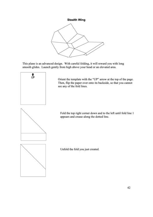 Stealth Wing Paper Airplane Instructions Printable pdf