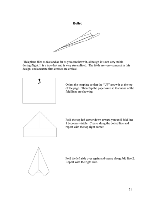 Bullet Paper Airplane Template Printable pdf