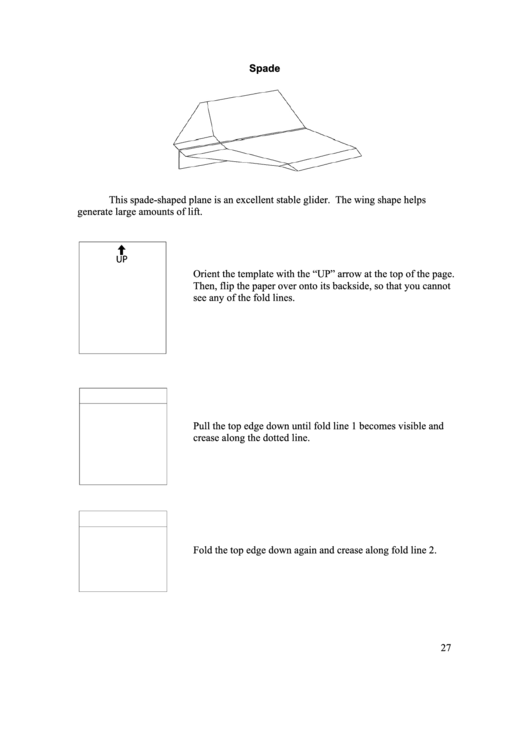 Spade Paper Airplane Printable pdf