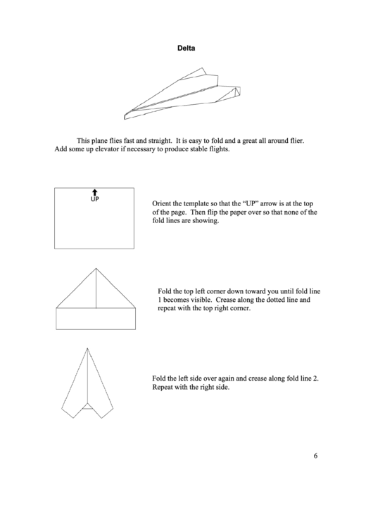 Delta Paper Airplane Template Printable pdf